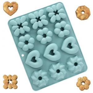 Moule &agrave; Donuts, Moule Financier Silicone en Silicone Antiadh&eacute;sif pour G&acirc;teaux, Bagels, Muffins, sans BPA, Bleu nordique (DINODANUBE TRADING, neuf)