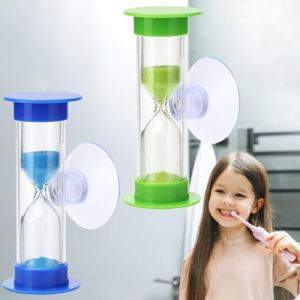 Sablier Enfant, 2 Pi&egrave;ces Sablier Brossage Dents Enfant 2 Minutes 3 Minutes avec Ventouse, Couleur Minuteur de Sable Cadeau pour Enfants Apprentissage, Jeu, Cuisine, Exercice (Bleu, Vert) (cemeon shop, neuf)