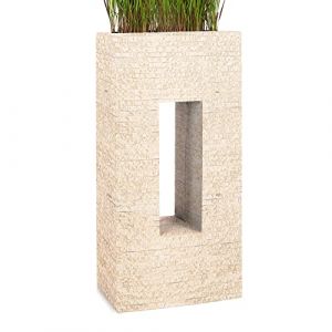 Pflanzwerk® Pot de Fleur Fibre de Verre Vista Antique Sable 92x45x27cm *Jardinière antigel* *Protection UV* *Qualité européenne* (Pflanzwerk Deutschland GmbH, neuf)