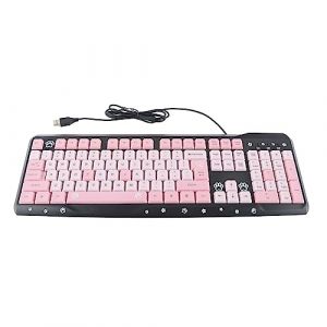 Plyisty Clavier Rose/Noir/Violet, Clavier Ergonomique Ultra-Mince Filaire USB, Clavier de Jeu de Dessin animé Mignon, pour Ordinateur de Bureau PC Portable, pour Jeu et Bureau(Noir) (Plyistyeu, neuf)