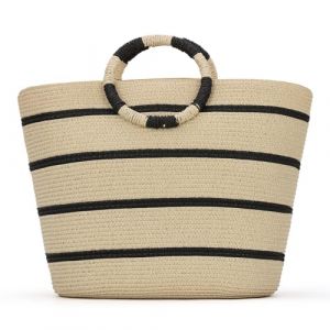 EVEOUT Sac Cabas en Paille pour Femmes Sac Fourre-Tout en Raphia Sac de Plage d'été Grande Sac à Main Tissé pour Vacances Voyages(Beige) (EVEOUT, neuf)