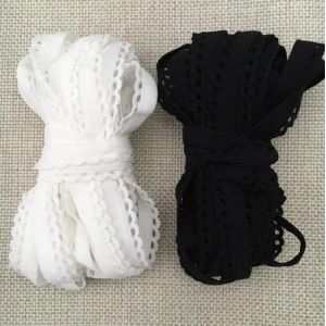 Yulakes 10 m&egrave;tres - Petite bordure en dentelle - Blanc et noir - &Eacute;lasticit&eacute; - Sous-v&ecirc;tement - Ruban en dentelle &eacute;lastique pour travaux manuels - Accessoires de v&ecirc;tements - 1 cm (YUXICHENG, neuf)