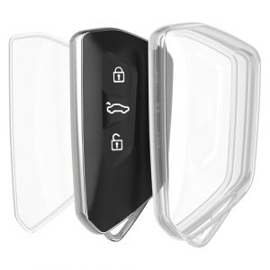 Biglumin Étui à clés - Étui pour clé de voiture VW Golf - Porte-clés VW transparent - Accessoire de clé de voiture - Pour clé VW - Transparent (Biglumin, neuf)