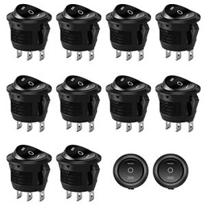 HONGECB Interrupteur à Bascule Rond, ON/OFF/ON SPDT 3 broches 3 positions Mini Interrupteur Rond, pour Voiture Auto Bateau Appareils Ménagers, 6A/ 250V 10A/125V, Noir, 10 Pièce (Altear, neuf)