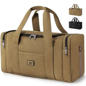 Virklyee Sac de Voyage Vintage Sac de Voyage en Cuir et Toile Sac Weekend Homme,60 X 22 X 29 CM,38L,Grand Sac de Sport pour Hommes et Femmes,Toile(Kaki) (OYSHOPP, neuf)