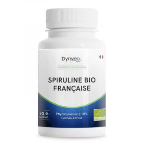 Spiruline Bio Française - 25% Phycocyanine - 500 mg / 90 comprimés - Superaliment riche en protéines végétales - Séchage à froid - Sport, Tonus, Immunité, Vitalité - Dynveo (Dynveo, neuf)