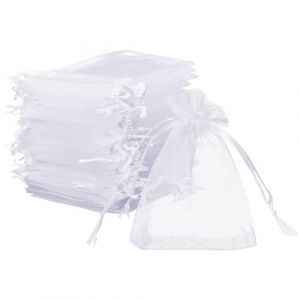 Naler 120pcs Sachets Organza Blanc, 7&times;9cm Sachet Dragees pour Bapteme, Mariage, DIY Sachet Lavande, Pochon Pochette Bijoux, Bonbon, Sac Cadeau Anniversaire No&euml;l (NewKey, neuf)