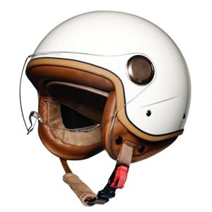 VVPEC Casques Jet Demi Casque Casque Moto avec Visi&egrave;re Vintage Casques Bols Homologu&eacute; ECEDOT Casque Mobylette Ouvert Demi Casque Homme Femme Casque Jet pour Cruiser H&eacute;licopt&egrave;re Scooter(6,S=55~56cm) (xinzhoushixinfuquxinmiaozonghejingyingbu, neuf)