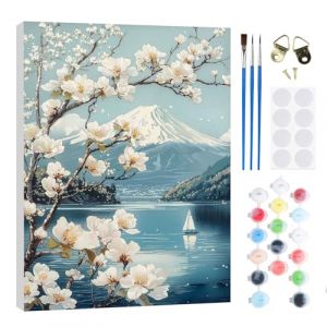 RICUVED Peinture par Num&eacute;ros Adulte Fleurs,Paysage Maison Peinture par Num&eacute;ros Kits avec Cadre en Bois Toile Huile la Main avec Pinceaux Kits Adultes Artisanat pour la Maison 20x30cm (FANDIJIA, neuf)