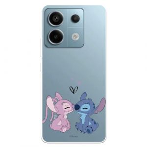 Coque compatible avec Xiaomi Redmi Note 13 5G Officielle Disney Angel & Stitch Baiser pour protéger votre mobile. Coque en silicone transparente souple sous licence officielle Lilo & Stitch (La Casa de Las Carcasas, neuf)