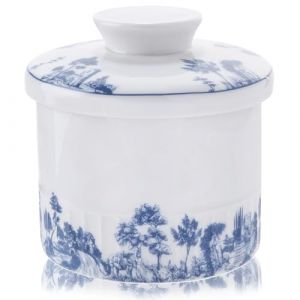 Beurrier Ceramique, 250g Beurrier en Porcelaine avec Ligne d'Eau pour Beurre Frais à Tartiner, Beurrier à Eau avec Couvercle pour Conserver le Beurre Frais, Baratte a Beurre avec Refroidissement (CYHQ-EU, neuf)