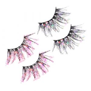ADOCARN 2paires Faux Lumineux Glitter Éclatants Pour Filles Extensions De Naturels Parfaits Pour Maquillage De Fête Et Halloween (Qihmm, neuf)