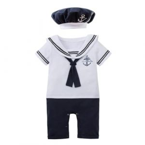 Lito Angels Deguisement Costume Vetement Body Marin avec Chapeau pour Bebe Garcon Taille 18-24 Mois, Blanc (Lito Angels FR, neuf)