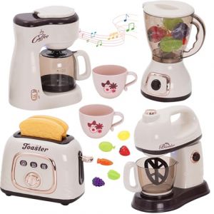 Accessoire Electromenager Cuisine Enfant, Kit de Ustensile Cuisine avec Cafeti&egrave;re, Mixer, Blender, Grille-Pain, Cafeti&egrave;re Dinette Enfant, Jeu de R&ocirc;le &Eacute;ducatifs Cadeau pour Filles Gar&ccedil;ons 3 4 5 Ans (suncitykids, neuf)