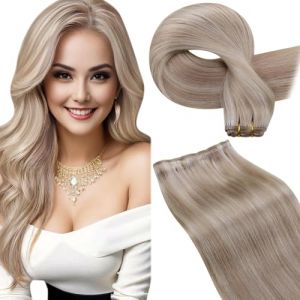 LaaVoo Extension Cheveux Naturel Tissage Blonde Extension Tissage Cheveux Naturel Highlight Blonde Cendr&eacute;e Mixte Bleach Blonde 100g 40cm Extension Cheveux Humain Tissage Blonde Remy #P18/613 (Laavoo, neuf)