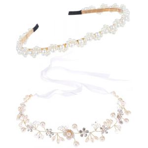 SCJJZ Couronne Fleur Cheveux,2pcs Couronne de Fleurs pour Cheveux,Bandeau de perles,diademe Mariage,Femmes Fleur Bandeau Couronne de Mariée Fleur Accessoires de Cheveux pour Mariage,anniversaire,fête (GuangZhouAnTuTuMaoYiYouXianGongSi, neuf)