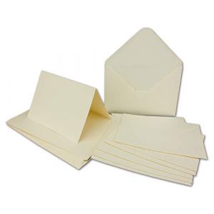 Lot de 30 cartes doubles &ndash; Enveloppes &ndash; Set DIN A6/C6 &ndash; Blanc cr&egrave;me &ndash; Carte DIN A 6 &ndash; 10,5 x 14,8 cm &ndash; 240 g/m&sup2; avec enveloppes DIN C6 &ndash; 11,3 x 16,0 cm &ndash; 120 g/m&sup2; collage humide. (Gl&uuml;xx-Agent GmbH, neuf)