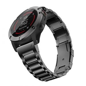 HQEUZ Bracelet en titane de 26 mm pour Fenix 7X/6X/5X - Bracelet r&eacute;glable en m&eacute;tal - Ajustement rapide - Compatible avec Garmin Enduro/Fenix 7X/Fenix 6X Pro/Fenix 6X Sapphire/Fenix 5X Plus/Fenix 3 (DG Changhui, neuf)