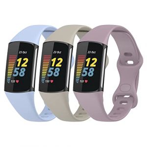Gheper Lot de 3 bracelets Slim Fit compatibles avec Fitbit Charge 6/Charge 5 Smartwatch Bracelet en silicone souple de remplacement Sport Bracelet pour femme homme (Gheper-FR, neuf)