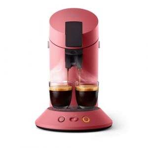 Philips Senseo Original Plus Machine &agrave; caf&eacute; &agrave; dosettes, S&eacute;lection de l'intensit&eacute; du caf&eacute;, Technologie Coffee Boost, 2 tasses a la fois, Plastique recycl&eacute;, Rouge tendre (CSA210/35) (deltatecc, neuf)