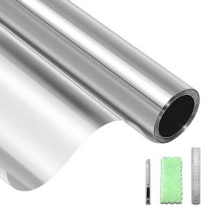 DIFIT Film Fenêtre Anti-Regard Film Miroir pour Fenêtre sans Tain Films Occultant Fenêtre Anti UV Protection Solaire Anti Chaleur Films Électrostatique Vitre Maisons, Bureaux（Argent-Argent，60x200cm） (DuofutangUK, neuf)