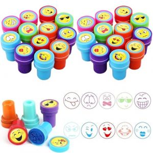 Lot de 24 Tampons Enfants, Visage souriant Coffret Tampon Encreur, encreur enfant Motif Visage souriant,pour les Oeufs de Pâques Cadeaux,fêtes d'enfants,prix scolaires,cadeaux d'anniversaire (LUXURY SPENDINGS, neuf)