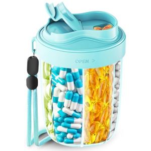 Pilulier Semainier 7 Jours,Pillulier Avec 7 Grands Compartiments,Pilulier Voyage Compartiments Avec De Grands Espaces S&eacute;Par&eacute;S,Design Anti-M&eacute;Lange Et Large Ouverture, Comprend 20 Autocollants（Bleu） (NAVIKIA, neuf)