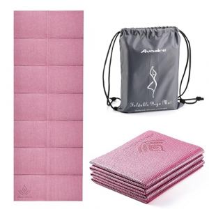 Avoalre Tapis Yoga Antidérapant et Pliable Tapis de Sport INDECHIRABLE Epais 5mm Tapis Yoga de Voyage 173x61CM pour Pilâtes, Gym, Aérobic, Stretching, Entraînement, Enfant et Femme avec Sac-Rose (LA FLEUR DE LOTUS SARL, neuf)