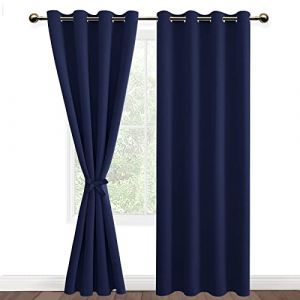 DWCN 2 Pièces Rideaux Occultant Thermiques à Oeillets, Rideau Thermique Isolant Anti Froid et Chaleur pour Chambre des Garçons, 140x245 CM (Largeur x Hauteur), Bleu Marine (DWCN EU, neuf)