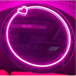 Miroir Acrylique LED néon en Forme de cœur/Chat/Lettre/ondulé, Miroir de sorcière, décoration Murale décoration de la Chambre à Coucher, de la Maison, du Studio, du dortoir, du Mariage (ToBe-One, neuf)