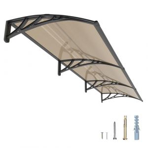 Auvent pour porte d'entr&eacute;e 100x300cm, couverture UV porte d'entr&eacute;e en polycarbonate &ndash; Prot&egrave;ge contre la pluie et la neige pour terrasse, v&eacute;randa, fen&ecirc;tres (Guansu-CN, neuf)