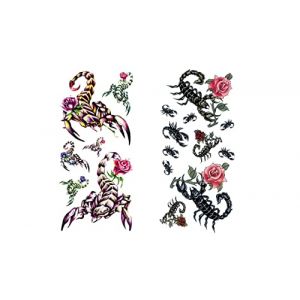Lot de 2 feuilles de tatouage temporaire scorpion QC618 TL259 (Beyond Perfection, neuf)