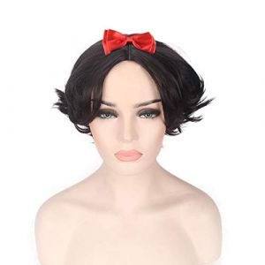 GUANBBD Perruque de princesse Blanche-Neige - Noire - Courte et bouclée - Costume de cosplay - Cheveux synthétiques résistants à la chaleur - Pour femme - Sans pince à cheveux (GUANBAIJI1982, neuf)