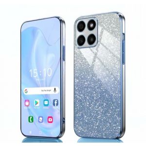 GOKEN Coque pour Honor 70 Lite/Honor X6 / Honor X8 5G - Housse Antichoc en Silicone Souple, Étui avec Bords Électroplatinés et Carte à Paillettes Intégrée, Cover Case, Bleu Dégradé (ALIDOU, neuf)