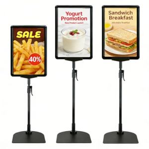 MUXHEL Lot de 3 porte affiche a4, porte affiche, pr&eacute;sentoir, pr&eacute;sentoir A4 sur Pied 360 Degr&eacute;s R&eacute;glable, porte menu restaurant, pour Bureau, Restaurant, Entreprise (MUXHEL, neuf)