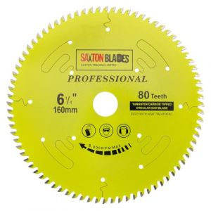 Saxton TCT16080TPRO Lame de scie circulaire de la gamme professionnelle TCT. 160mm 80 les dents, al&eacute;sage de 20mm, anneau de 16mm Compatible avec Makita Dewalt Bosch Festool TS55 (saxton trading, neuf)