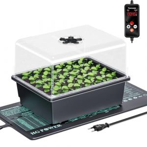 HG Power Kit de semis avec Mini Serre chauffante, Tapis Chauffant semis avec Thermostat, Serre int&eacute;rieur 30 cellules avec d&ocirc;me, pour l&eacute;gumes, Herbes et Jeunes Plants (GQ-Direct, neuf)