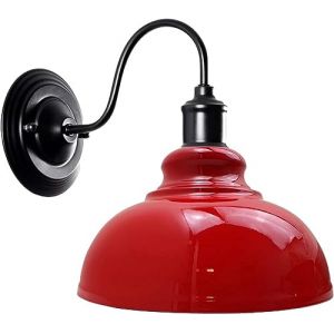 LEDSone Appliques murales en Métal vintage Rétro Peinture couleur Abat-Jour Applique pour chambre à coucher de bar de restaurant (Rouge) (LEDSONE, neuf)