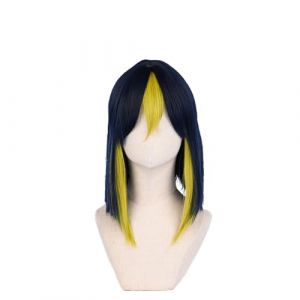 Perruque de cosplay Anime dégradé bleu teinture jaune cheveux courts mode couvre-chef (ximoYYDS, neuf)