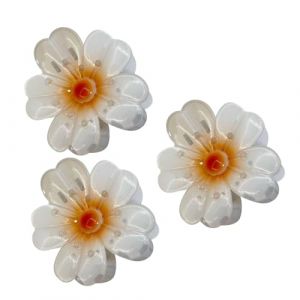 Flower Claw Clips, Plumerias Hair Clamps, Elegant Hair Accessoires, Non-Slip Hairs Claws, 3pcs Vibrant Design, Beach Pool Party Wear for Any Accessory Collection, 8x7x4cm Multicolore (mojial, neuf)