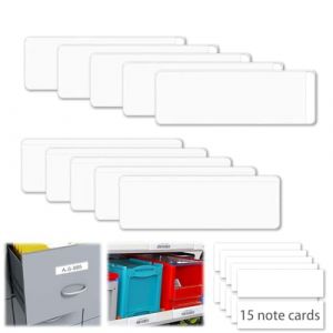 GHPKOTW 10 Porte-&Eacute;tiquettes Transparents + 15 Cartes en Papier Blanc, Pochettes Adh&eacute;sives Amovibles, Porte-&Eacute;tiquettes en Plastique Transparent, Pour &Eacute;tiquettes Nominatives, &Eacute;tageres, Classeurs (ZBr4469, neuf)