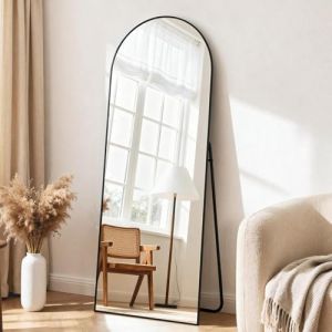 Vortisys Grand Miroir sur Pied 165 x 60cm, Miroir Arqué sur Pied à Poser au Sol, Cadre en Alliage d’Aluminium, Design Arche pour Chambre, Salon et Entrée (Mobile Morning Trading, neuf)