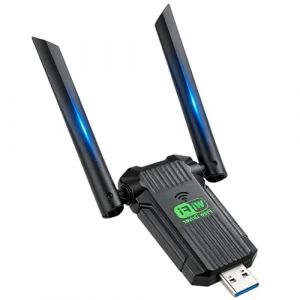 Cl&eacute; USB WiFi Puissante AC 1300Mbps, Carte USB 3.0 Double Bande 2.4/5GHz Antenne Carte Dongle WiFi 5dBi Longue Port&eacute;e, Adaptateur Double Antenne pour PC Laptop, Compatible avec Windows 11/10/8/7/XP (FenShouLe, neuf)