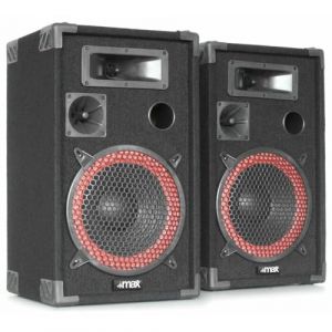 MAX XEN3508 Paire d'Enceintes Passives 8", Puissance de 2X 500 Watts, SPL 110dB, Caisse Solide pour Le Transport, Larges Poignées et Coins de Protections, Parfait pour Utilisation Mobile (Sono Matériel, neuf)