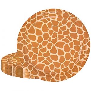 POPOYU Lot de 16 assiettes rondes en carton avec imprimé girafe - 22,9 cm - Décorations de fête d'anniversaire sur le thème des animaux de la jungle - Pour fête prénatale, enfants (MUDAMUDA Store, neuf)