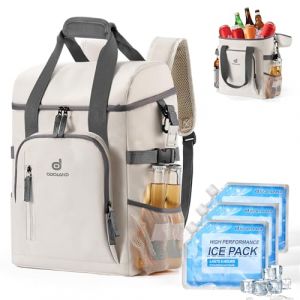 Odoland Sac &agrave; Dos Isotherme Contient 30 Bo&icirc;tes avec 3 Packs de Glace et D&eacute;capsuleur, Sac Glaciere Isotherme Multifonctionnel avec Fermeture &Eacute;clair &Eacute;tanche pour Camping, Pique Nique, Tissu Oxford 600D (Aveka, neuf)