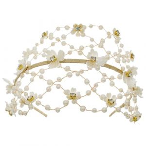 CALLARON Bandeau de Mari&eacute;e &Eacute;l&eacute;gant pour Cheveux Accessoire de Coiffure Mariage Ornement L&eacute;ger Fait Main Compatible Robe de Mari&eacute;e C&eacute;r&eacute;monie et F&ecirc;tes 1 Pi&egrave;ce Couleur Or P&acirc;le (Raindrops On Roof, neuf)