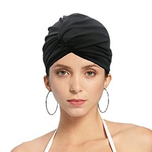 Bonnet de Bain Bonnet de Bain pour Femmes,Bonnet de Natation,Bonnet Piscine,Bonnet de Bain Turban en Tissu Polyester Élastique de Natation pour Piscine Bonnet Double Couche Femme (Accesoon, neuf)