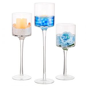 Inweder Porte Bougie Bougeoirs en Verre - Lot de 3 Bougeoirs Bougies Chauffe Plat Fit Pilier et Bougies Flottantes Bougeoir en Verre Bougeoir Stands pour Centres de Table Décorations de Mariage Noël (Inweder, neuf)