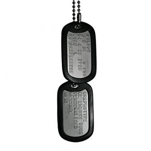 Graphotype™ PLAQUES Militaires - Lot de Deux plaques personnalisées de Style Militaire avec chaîne Boule & Silencieux (Lire LA Description pour Savoir Comment Personnaliser L’Article) (Armydogtags Ltd, neuf)